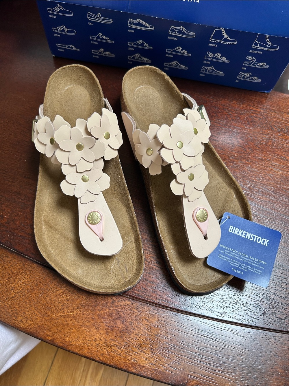 Birkenstock Women’s Floral Gizeh Sandals in Light Pink